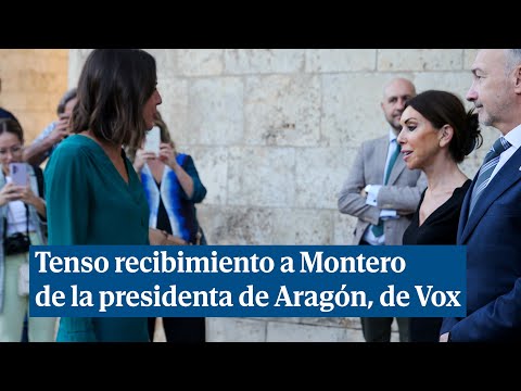 Tenso recibimiento de la presidenta de Aragón, de Vox, a la ministra Irene Montero