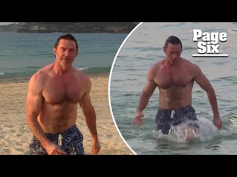 Shirtless Hugh Jackman goes for a swim at Australian beach after Sutton Foster romance news