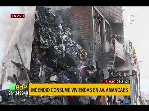 Rímac: voraz incendio redujo a cenizas dos viviendas en la avenida Amancaes