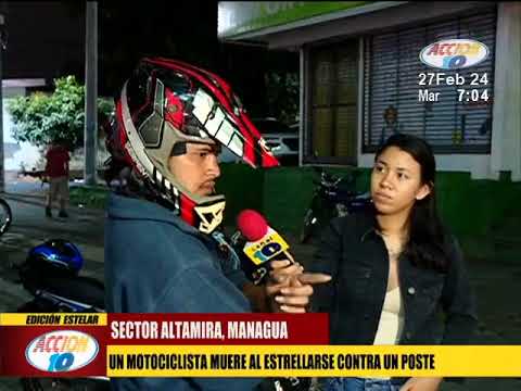 Motociclista pierde la vida al estrellarse contra un poste en sector Altamira, Managua