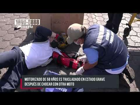 «Cincuentón» con fractura expuesta por choque entre motos en Managua - Nicaragua