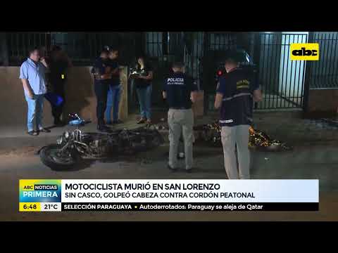 Motociclista murió en San Lorenzo, llevó la cabeza contra cordón de acera y el portón