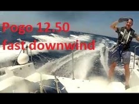 Pogo 12.50 fast downwind 22.2 knots speed 40 knots of wind