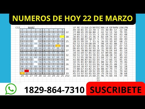 NUMEROS DE HOY 22 DE MARZO MR TABLA