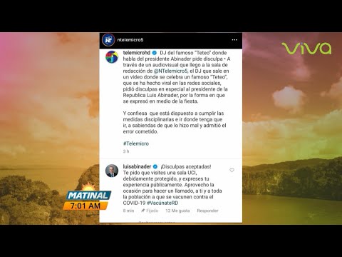Alberto Caminero / Grupo de sinvergüenza, el DJ pide perdón al presidente Abinader - Matinal