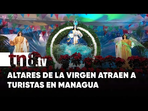 Familias recorren altares de la Virgen en la Avenida Bolívar a Chávez, Managua - Nicaragua