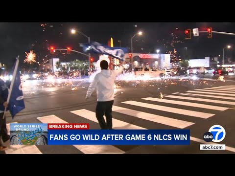 Fans take over East LA intersection after Dodgers clinch spot in World Series