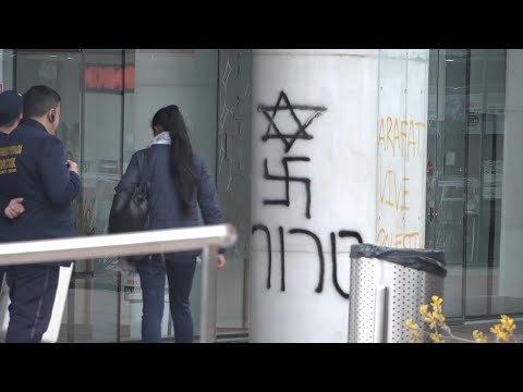 Israel supporters rally near embassy after graffiti appears condemning the Jewish nation