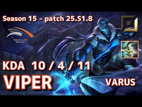 【KRサーバー/C1】HLE Viper ヴァルス(Varus) VS ドレイヴン(Draven) BOT - Patch25.S1.8 KR Ranked【LoL】