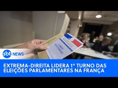 SBT News na TV: Extrema-Direita lidera 1° turno das eleições parlamentares na França