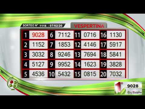 La Vespertina- Sorteo N° 1116 / 07-02-2020 - La Rionegrina en VIVO