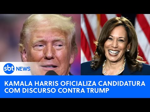 SBT News na TV: Kamala Harris oficializa candidatura e discursa contra Trump em Convenção Democrata