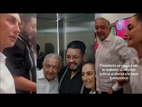 TRABAJADOR del PJF DISCUTE con CLAUDIA SHEINBAUM y AMLO en ELEVADOR