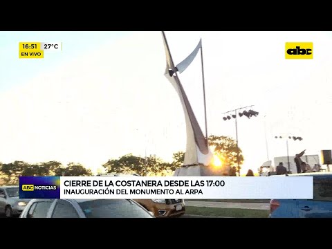 Cierre de la Costanera desde las 17:00 por inauguración del monumento ''El Arpa Paraguaya''