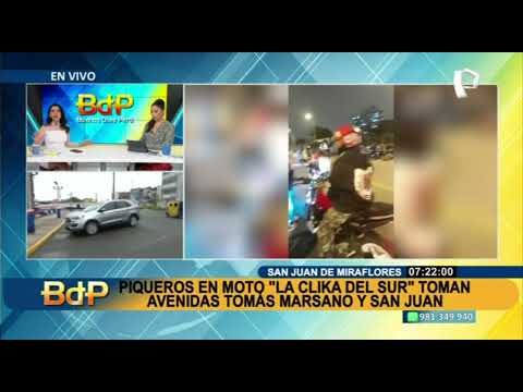 Piqueros en motos lineales toman avenida Tomas Marsano y San Juan (2/2)