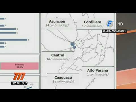 Mapa de los nuevos casos confirmados de COVID-19 en Paraguay