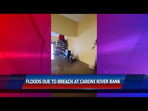 Floods Due To Breach At Caroni River Bank