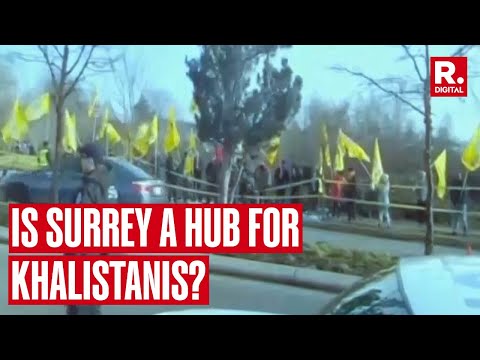 Canada: Khalistani Supporters Gather Outside A Temple In Surrey, Hindus Carry Sanatan Dharama Flag