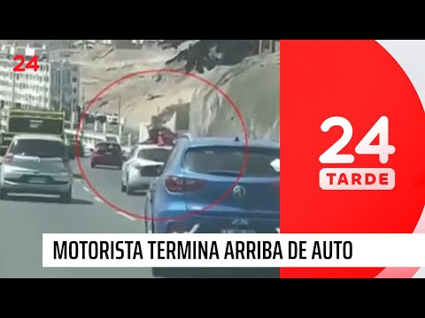 Motorista termina arriba de auto tras intentar asaltar a conductora en Antofagasta | 24 Horas TVN