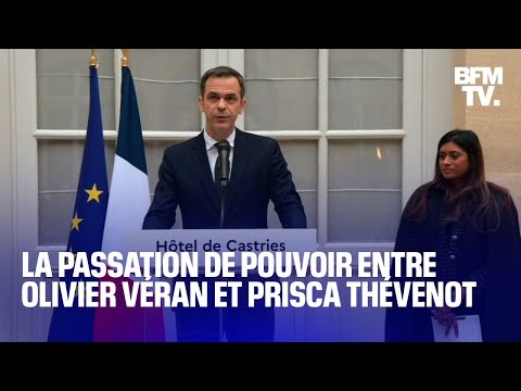 La passation de pouvoir entre Olivier Véran et Prisca Thévenot, la porte-parole du gouvernement