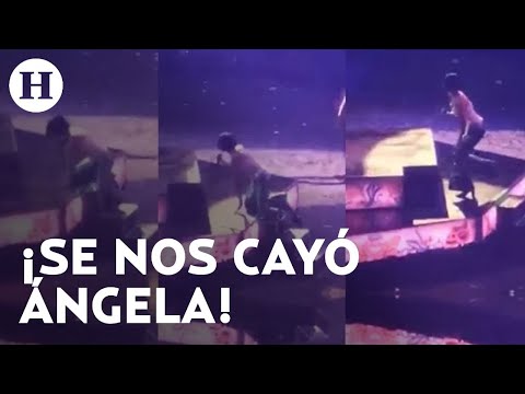 ¡Ángela Aguilar perdió el piso! La cantante sufrió una caída en medio de su concierto en Monterrey