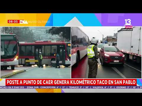Poste a punto de caer genera kilométrico taco  en San Pablo. Tu Día, 2022