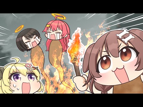 【手描き】スバみこを生贄に雨乞いを成功させるころさんたち【ホロライブ切り抜き】