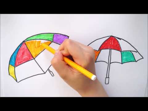 Learn how to draw rainbow umbrella, Draw & Colors video