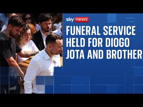Liverpool players join mourners as Diogo Jota and his brother are buried in Portugal