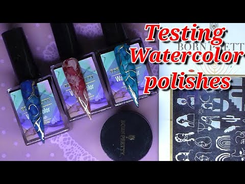 Testing Watercolor Polishes And Metallic Drawing Gel | BornPretty | ABSOLUTE NAILS