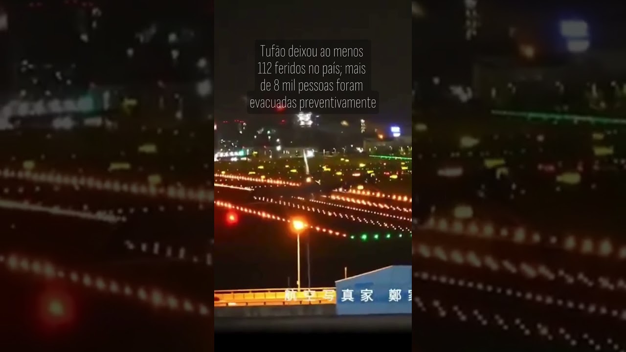 Avião bate motor na pista durante pouso em meio a tufão em Taiwan veja vídeo