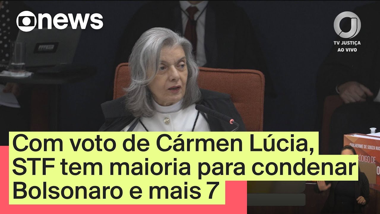 Com voto de Cármen Lúcia STF tem maioria para condenar Bolsonaro e mais 7 | GloboNews Mais