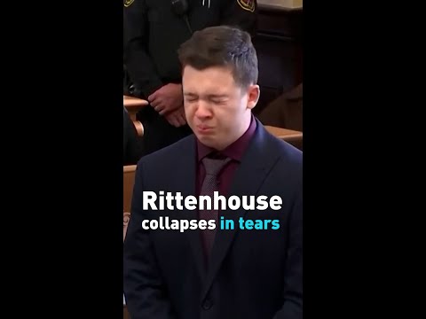 Watch Kyle Rittenhouse collapse in tears after not guilty verdict