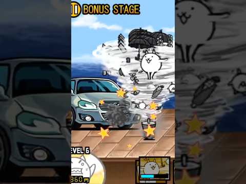 ｸﾙﾏ､ｶﾞ…ﾎﾞｯｺﾎﾞｺ…!?#にゃんこ大戦争 #ゲーム #games #ショート #ストリートファイター #猫 #車 #コラボ #台風 #BONUS