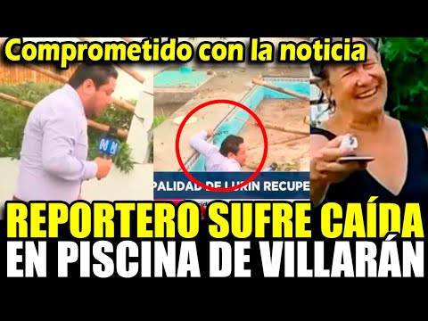 Reportero de Canal N sufr3 caída dentro de la piscina demolida de Susana Villarán