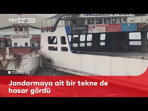 Elazığ’da fırtına nedeniyle savrulan feribotlar çarpıştı