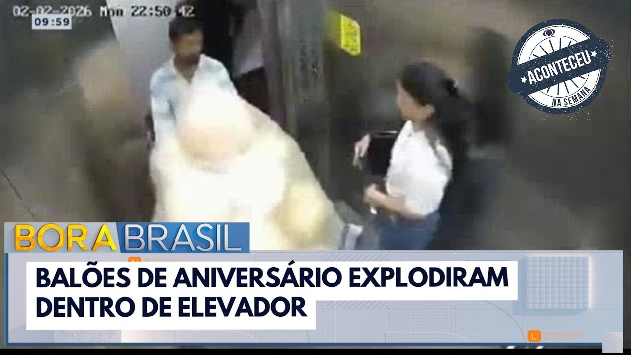 Balões de aniversário explodem dentro de elevador | Aconteceu na Semana