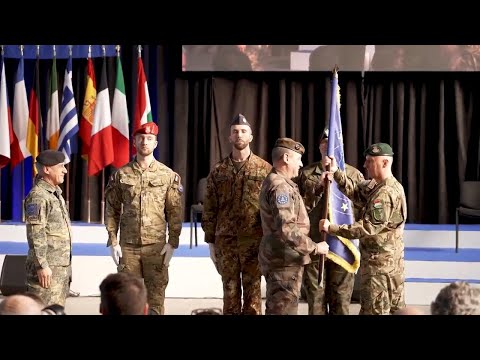 Ceremonial handover of EUFOR command duties at the Butmir base in Bosnia