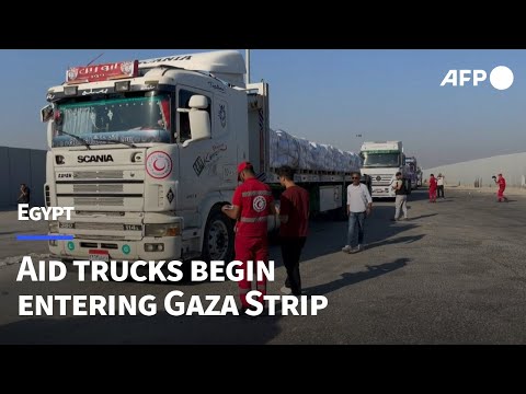 Aid trucks begin entering Gaza through the Rafah crossing | AFP