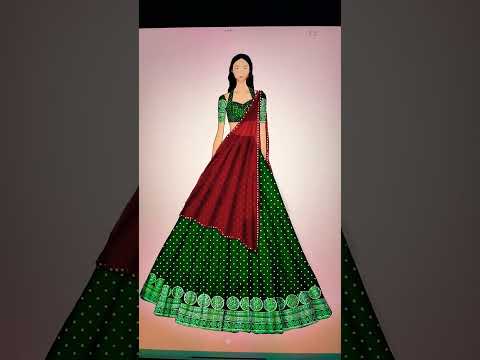 karwachauth special green and red lahnga design #shorts #shortsfeed #music #treditional #diwalisaree
