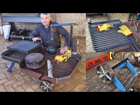 I Make a Firepit for Campfire Cooking, Dutch Oven, Rotisserie Cooking - Swing-out Grill + Pot Hanger
