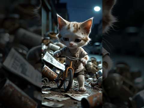 They Laughed at His Old Bike, But He Didn’t Give Up 🚲😭  #whiskertales #StrayKittenStory