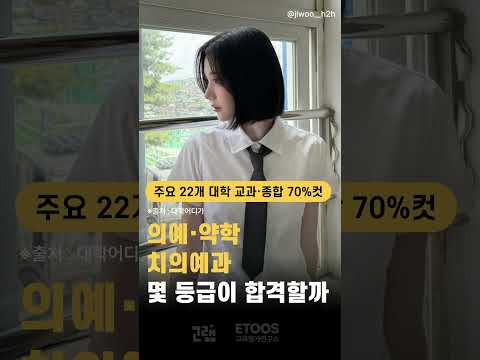 [주요 22개 대학 교과·종합 70%컷] 의예·약학·치의예과 몇 등급이 합격일까? #입결 #입시결과 #의예과  #수시 #면접 #논술 #치의 #약학과