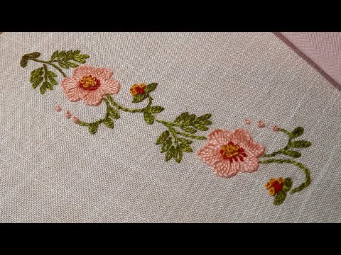 Flower border line Very simple stitches  Elegant Border Embroidery