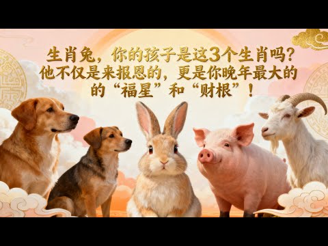 生肖兔，你的孩子是這3个生肖嗎？他不僅是來報恩的，更是你晚年最大的“福星”和“財根”！
