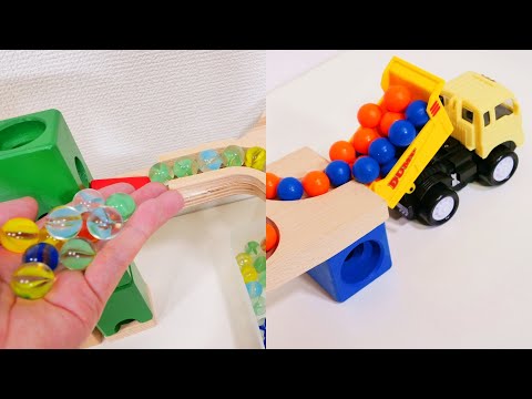 Marble Run Race ☆ HABA Wooden Slope and Dump Truck