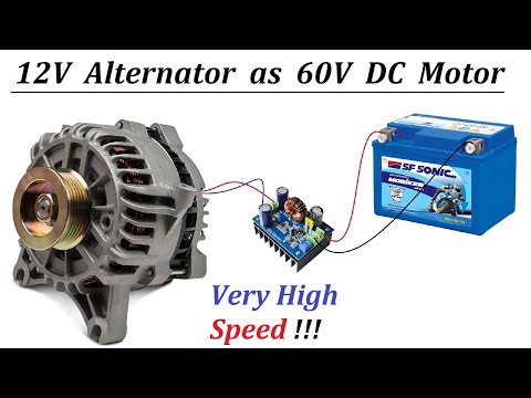 Woohooo !!! Run 12v Car Alternator at 60 Volts as High Speed DC Motor DIY
