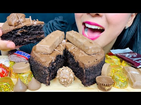 ASMR CHOCOLATE CAKE + CHOCOLATES  누텔라 크레이프 롤 | LaniEats ASMR