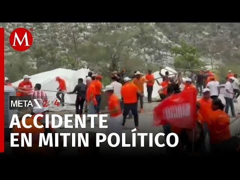 Fuertes vientos derriban toldos en evento de Movimiento Ciudadano en Nuevo León