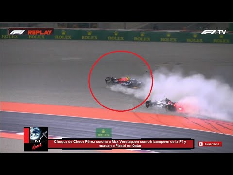 Choque de Checo Pérez corona a Max Verstappen como tricampeón de la F1 y opacan a Piastri en Qatar